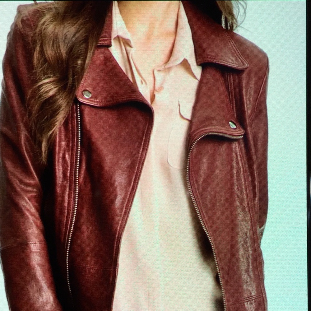 JUNE brand real leather cell phone inner pocket badazz COGNAC color moto jacket
